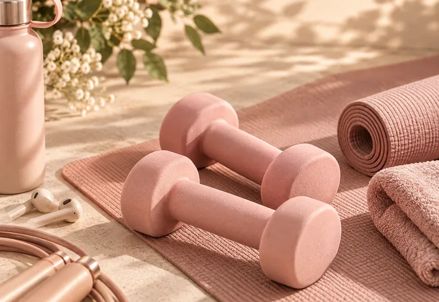 Accesorios fitness en tonos rosados